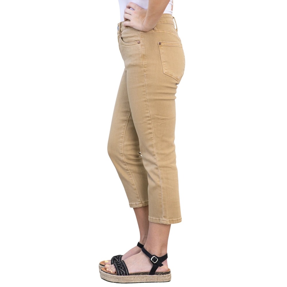Judy Blue Garment Dyed Cropped Capri Straight Leg Pants Tan Size 15‎ 32